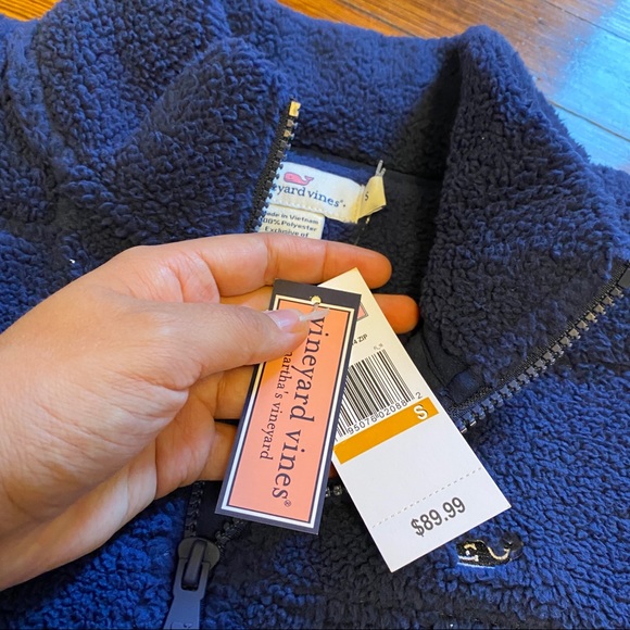Vineyard vines new with tags blue Sherpa quarter zip - Picture 3 of 5